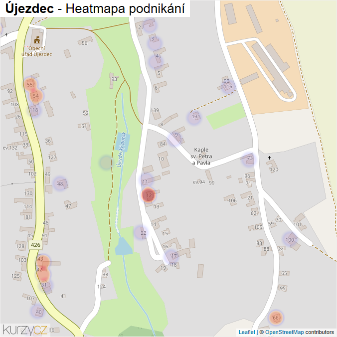 Mapa Újezdec - Firmy v části obce.