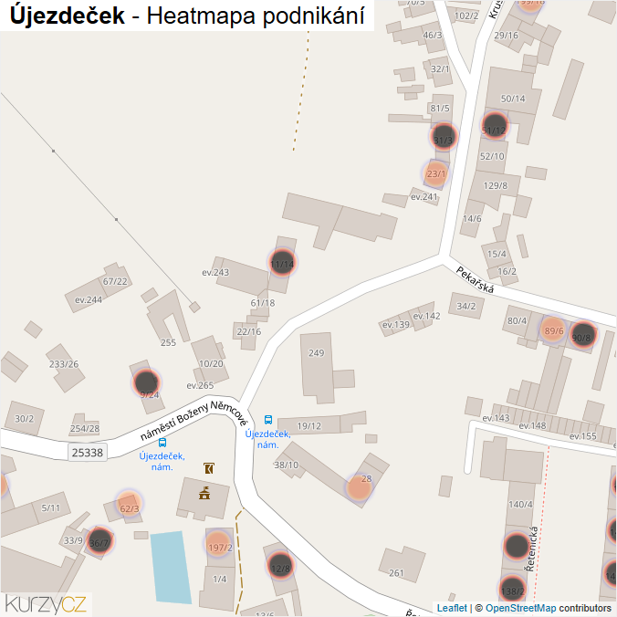 Mapa Újezdeček - Firmy v obci.