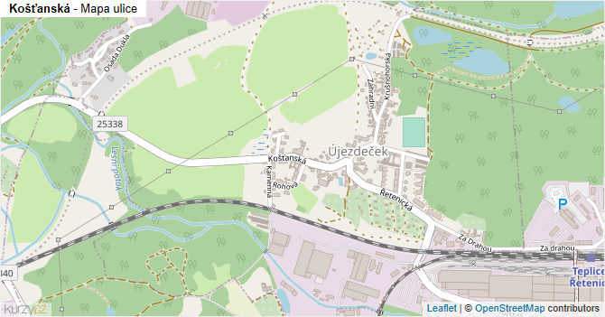 Košťanská - mapa ulice