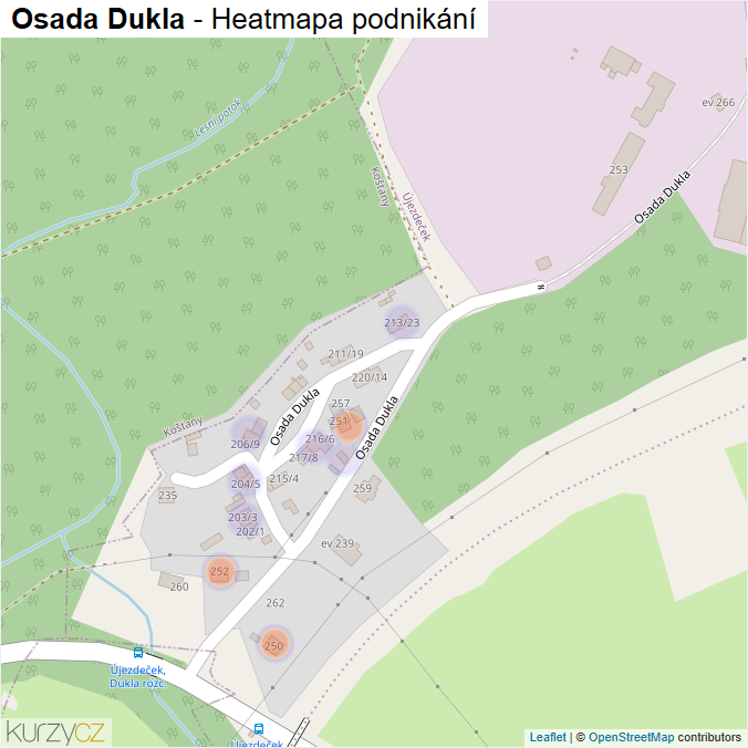 Mapa Osada Dukla - Firmy v ulici.
