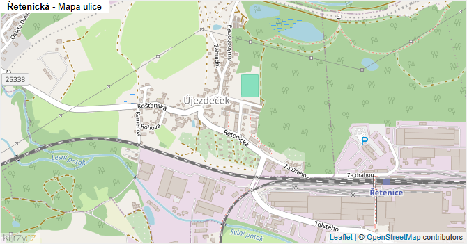 Řetenická - mapa ulice