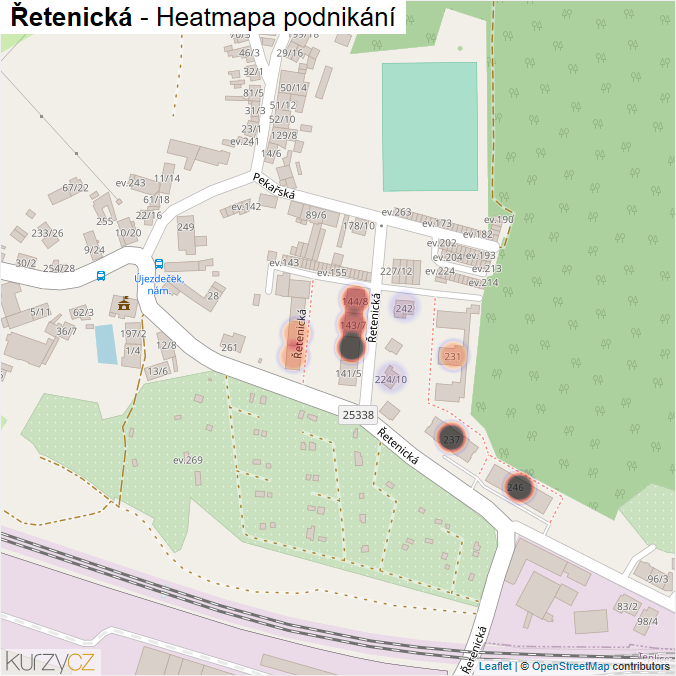 Mapa Řetenická - Firmy v ulici.