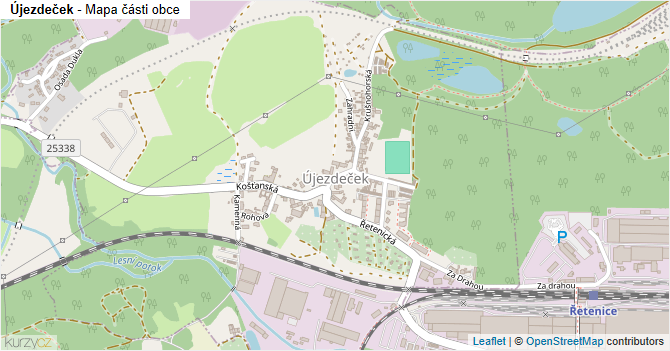 Újezdeček - mapa části obce