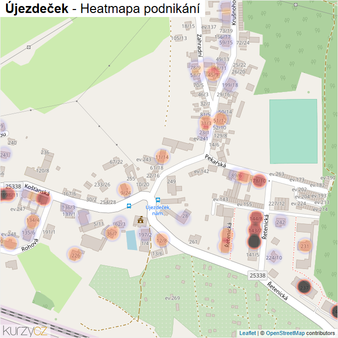 Mapa Újezdeček - Firmy v části obce.