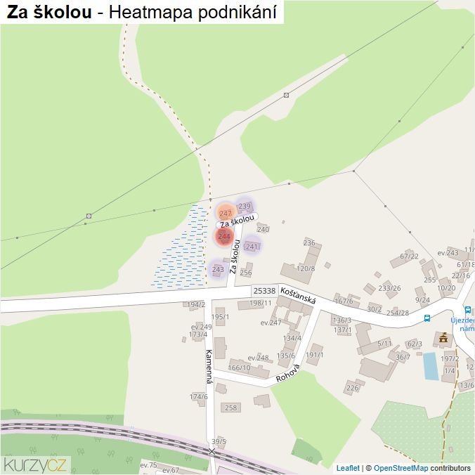 Mapa Za školou - Firmy v ulici.