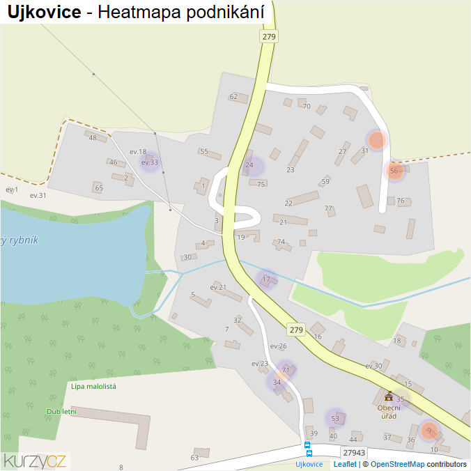 Mapa Ujkovice - Firmy v části obce.