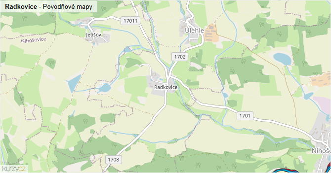 Radkovice - záplavové mapy stoleté vody