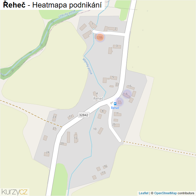 Mapa Řeheč - Firmy v části obce.
