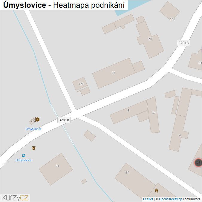 Mapa Úmyslovice - Firmy v obci.
