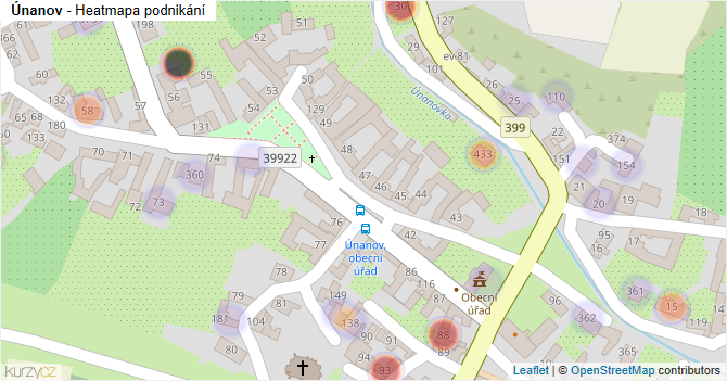 Únanov - mapa podnikání