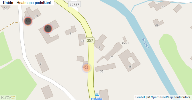 Unčín - mapa podnikání