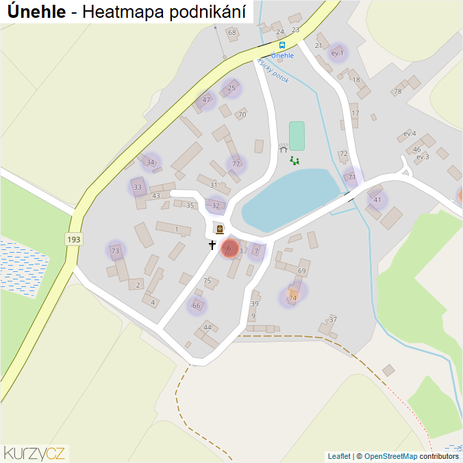 Mapa Únehle - Firmy v části obce.