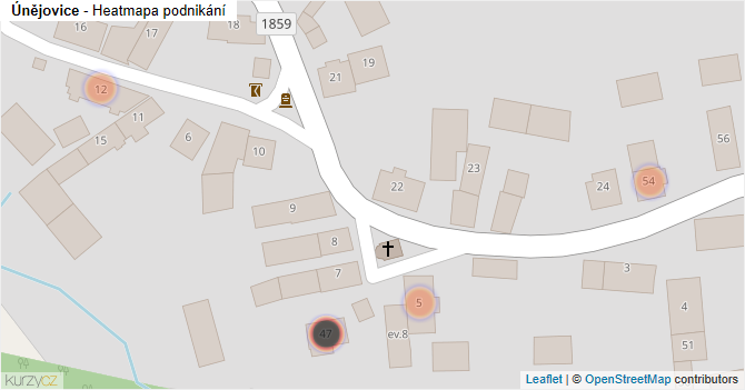 Únějovice - mapa podnikání