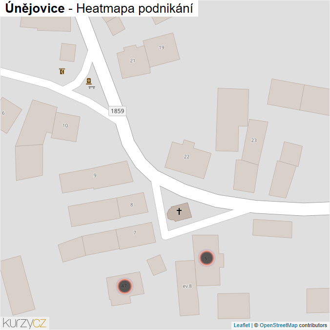 Mapa Únějovice - Firmy v obci.