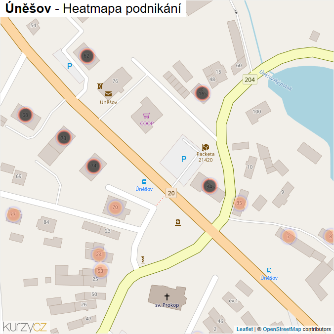 Mapa Úněšov - Firmy v obci.
