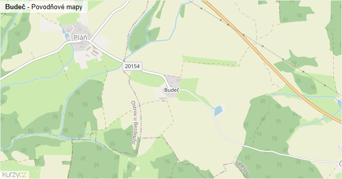 Budeč - záplavové mapy stoleté vody