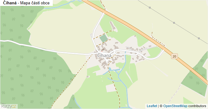 Číhaná - mapa části obce