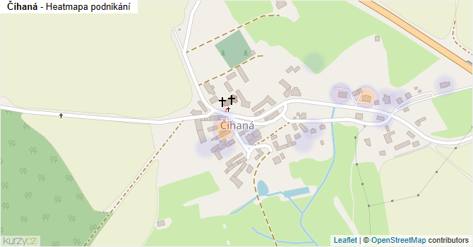 Číhaná - mapa podnikání