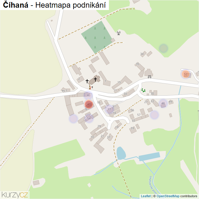 Mapa Číhaná - Firmy v části obce.