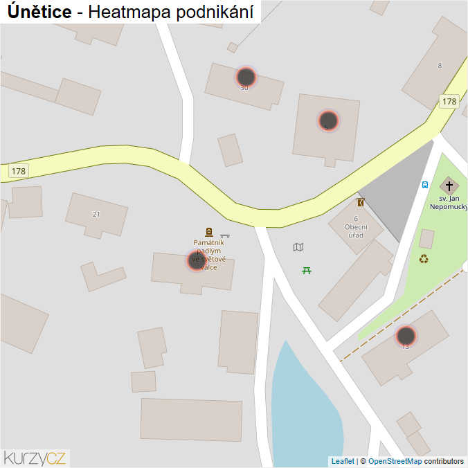 Mapa Únětice - Firmy v obci.