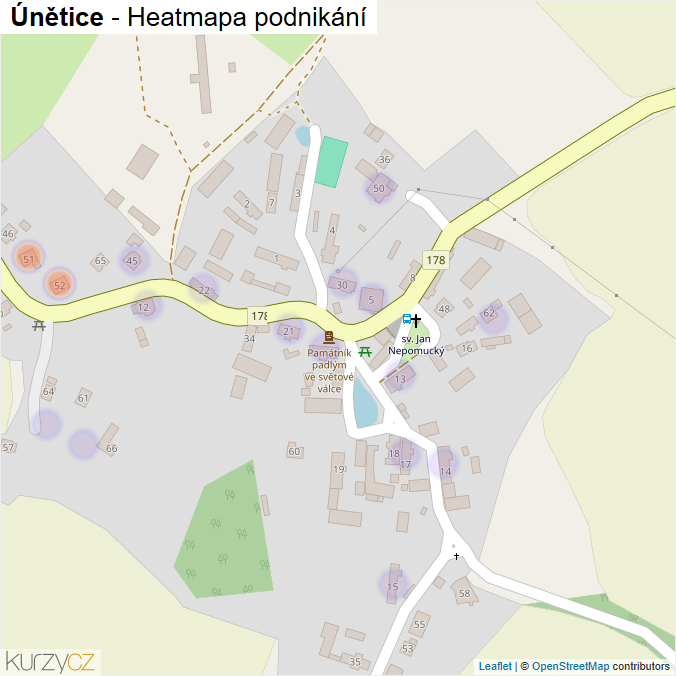Mapa Únětice - Firmy v části obce.