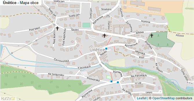 Únětice - mapa obce