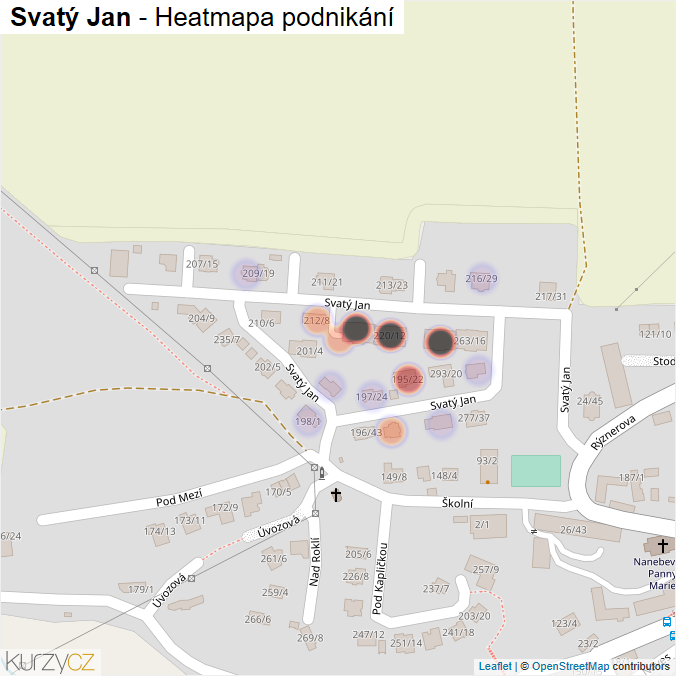 Mapa Svatý Jan - Firmy v ulici.