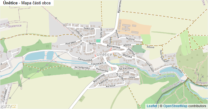 Únětice - mapa části obce