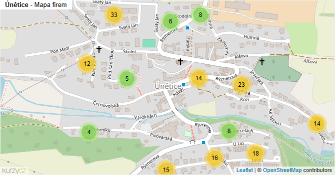 Únětice - mapa firem