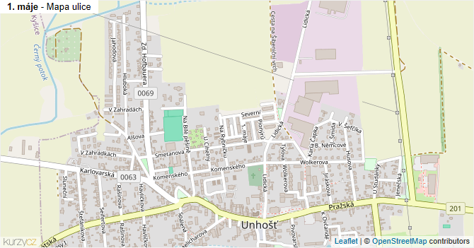 1. máje - mapa ulice