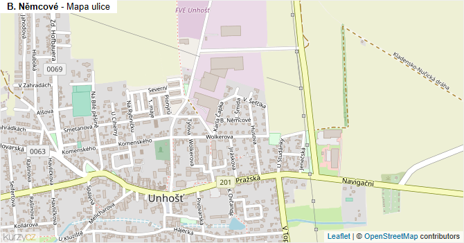 B. Němcové - mapa ulice