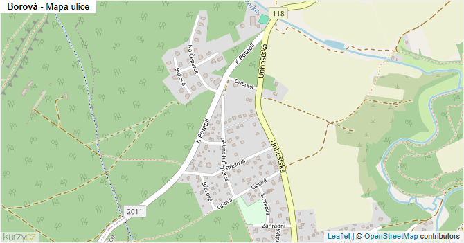 Borová - mapa ulice