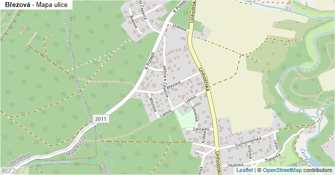 Březová - mapa ulice