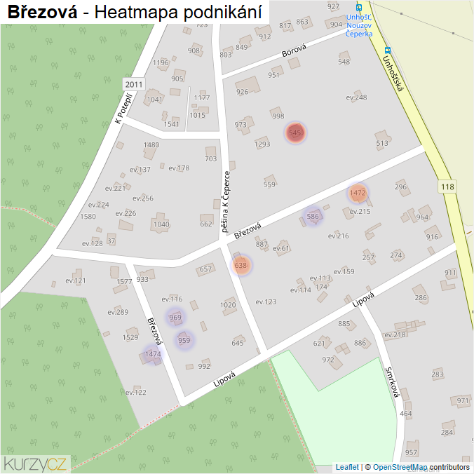 Mapa Březová - Firmy v ulici.