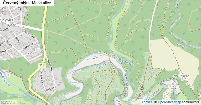 Červený mlýn - mapa ulice