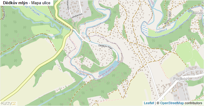 Dědkův mlýn - mapa ulice