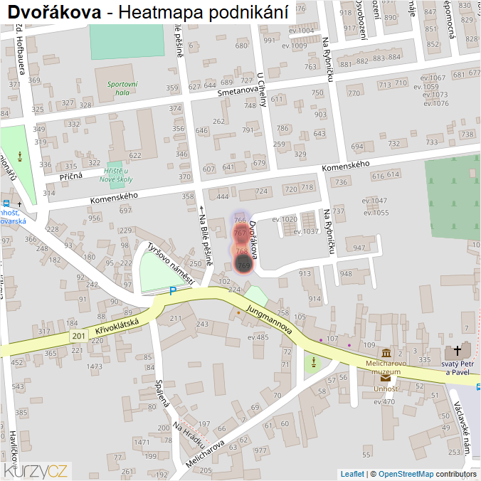 Mapa Dvořákova - Firmy v ulici.
