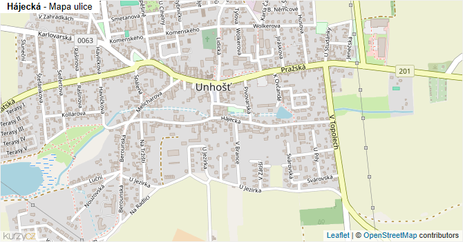 Hájecká - mapa ulice