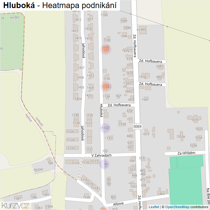 Mapa Hluboká - Firmy v ulici.