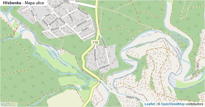 Hřebenka - mapa ulice