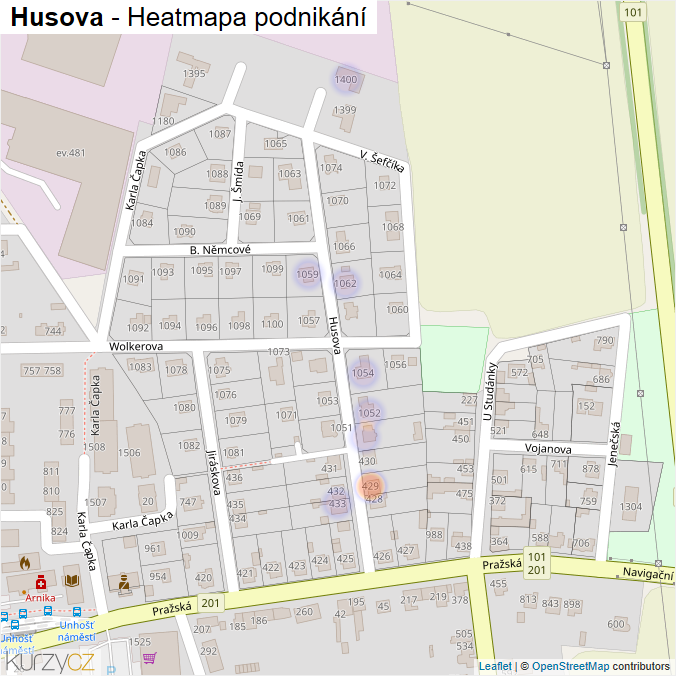 Mapa Husova - Firmy v ulici.