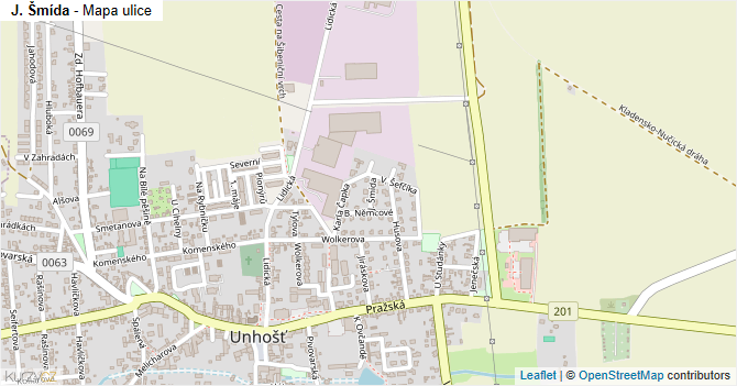 J. Šmída - mapa ulice