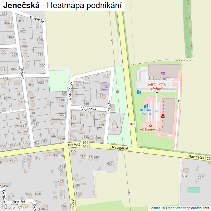 Mapa Jenečská - Firmy v ulici.