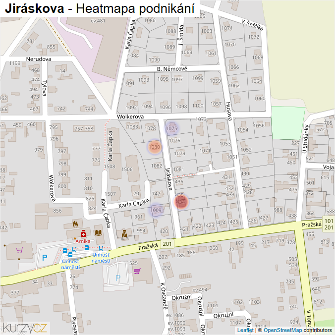 Mapa Jiráskova - Firmy v ulici.