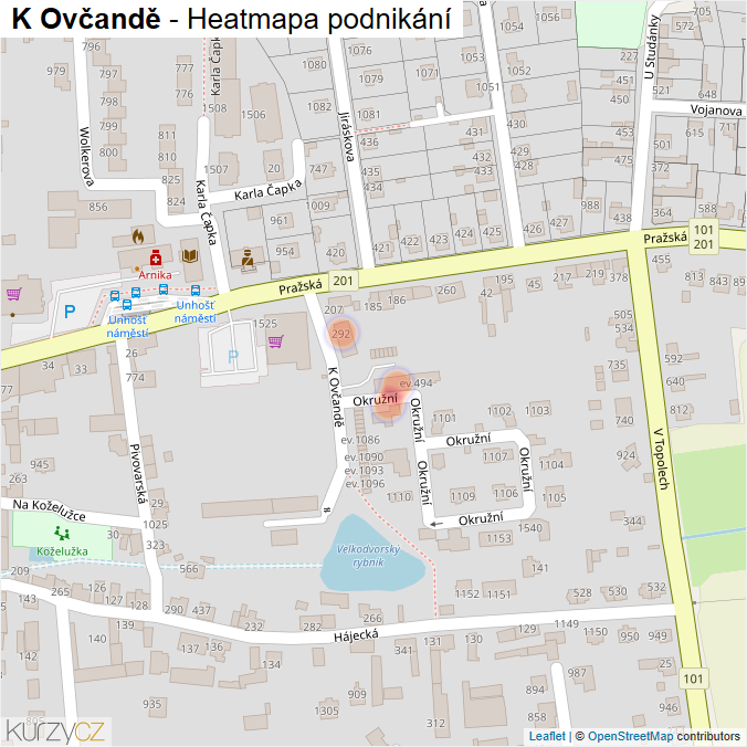 Mapa K Ovčandě - Firmy v ulici.