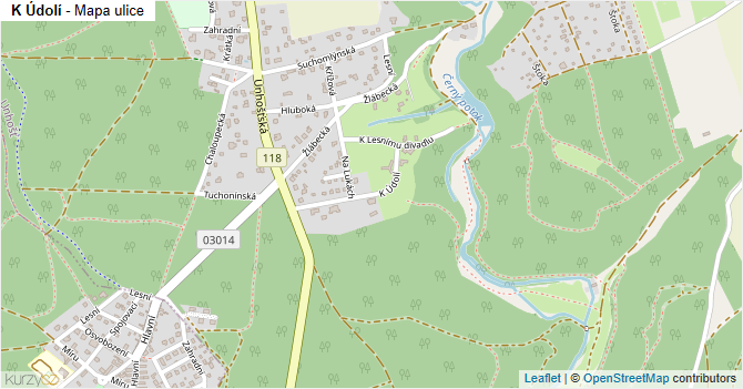 K Údolí - mapa ulice