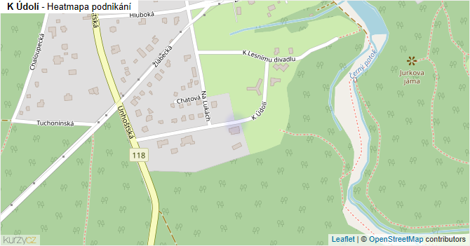 K Údolí - mapa podnikání