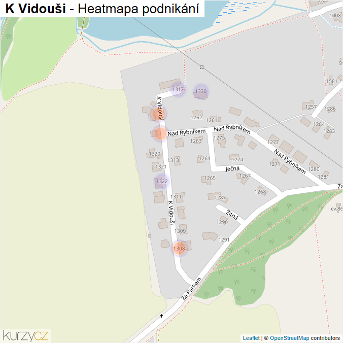 Mapa K Vidouši - Firmy v ulici.