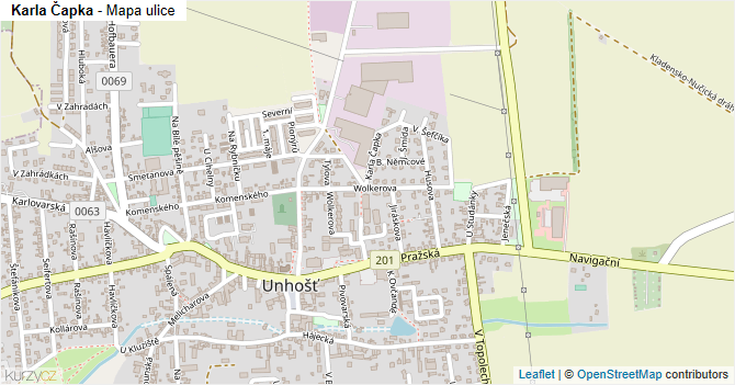 Karla Čapka - mapa ulice
