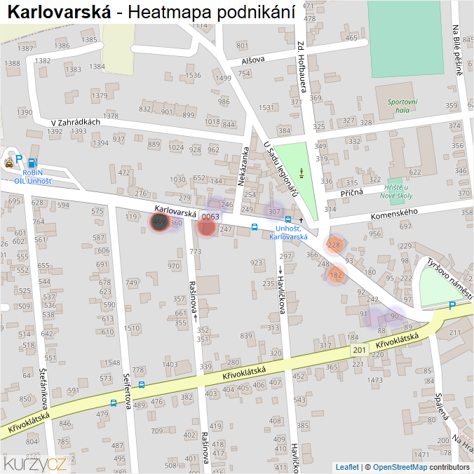 Mapa Karlovarská - Firmy v ulici.